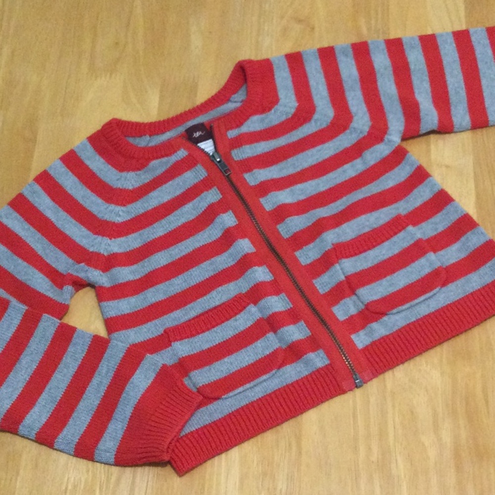 Tea Collection zip-up striped sweater
